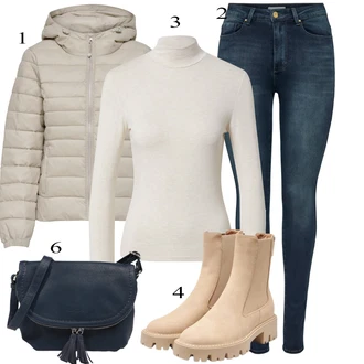 Preproste outfit mit Temno modra/Modra/Svetlo modra Kavbojke Visokega Pasu/Usnjene Čevlje/Zimska jakna/Motoristične Kavbojke/Push up Kavbojke/Termodžinsi/Kavbojke na Poteg Only "Obleka za jesen"Look: Preproste, Stil, Brez šivov