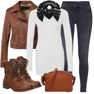 Sportovní Outfit s Šedá/Tmavě modrá Kožená bunda/Sportovní boty/Kožené Boty/Slim Fit Džíny/Termální Džíny/Sweat Džíny/Zimní bunda/Kožená Pánská Bund/Motorkářské Džíny/Džíny Regular Fit Noisy may "Zimní Outfit"Look: Styl, Ležérní, Francouzské, Námořní, Chytrý příležitostný, Sportovní, Pracovní oděvy