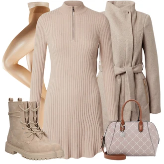 Outfit sa Bež/Zlatni Kompresijska čarapa/najlonke/Hulahopke Velike Veličine/najlonska čarapa/Čarapa Protiv Tromboze Falke "Jesenski Outfiti"