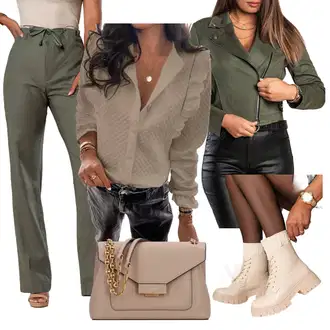 Outfit sa Zeleno Bluza s Volanima "Jesenski outfiti"