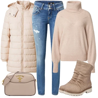 ľahký Outfit sa Bež/Smeđa/Kaki Klasična čizmica/Kožna Jakna/Zimska cipela/Podstavljena čizma/Zimska Čizma/Zimska gležnjača/Podstavljena Gležnjača/Ravna Gležnjača Rieker "Jesenski Outfiti"