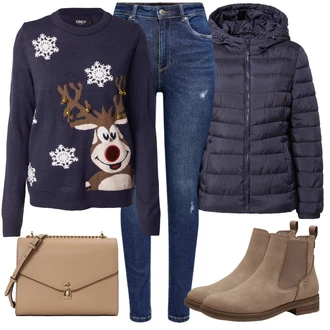 Outfit sa Smeđa/Bež/Siva Čizmica Ravna Gležnjača/Chelsea Gležnjača/Gumena Gležnjača/Kožna Jakna Tamaris "Jesenski Outfiti"