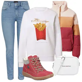 Outfit sa TamnoCrvena/Crvena/Ljubičasta Zimska Čizma/Tenisica Zimske Tenisice/Zimska gležnjača/Kožne muške cipele Rieker "Jesenski Outfiti"