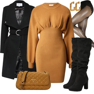 Kombinacije za bucmaste Matični ured sa Bež/Smeđa/Narandžasta/Žuta Haljina Veći Broj/Pletivo Veći Broj Leger by Lena Gercke "Jesenski Outfiti"Look: 70. rođendan, 30. rođendan, 40. rođendan, Potvrda, Rođendan, Matični ured