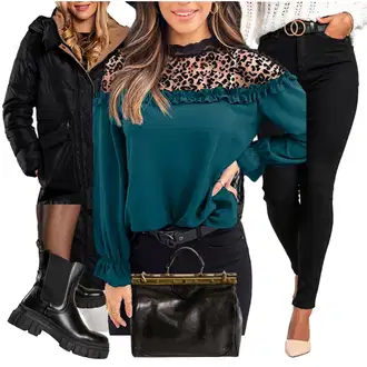 Elegantan Outfit sa Crna Bluza s Volanima "Jesenski Outfiti"Look: Elegantan, Elegantna