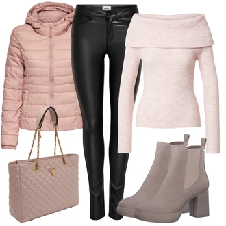 Outfit sa Siva/Bež/Smeđa/Ljubičasta ljetna gležnjača/Podstavljena Gležnjača/Kožna Jakna/Chelsea Gležnjača/Gležnjača na visoku petu/Kožna gležnjača/Gležnjača s platformom S.Oliver "Jesenski outfiti"