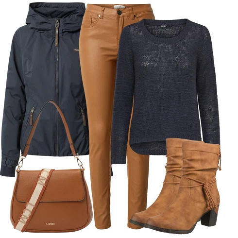 Kombinace Hnědá/Khaki/Béžová Kalhoty z Umělé Kůže/Kožený legíny/Kožená Kalhoty/Skinny Kalhoty B.young