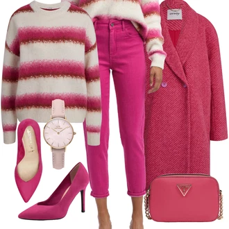 Outfit s Růžová Lodička na Vysokém Podpatku/Bota Na Podpatku/Lodička s vysokým nártem/Pohodlná lodička Tamaris "Podzimní módní styl"