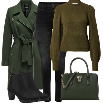 Elastický Outfit s Černá Chelsea Boty/Kožená kotníková bota/Kožená bunda/Gumová Kotníková Bota/Letní kotníková kozačka/Kotníková Bota s Podšívkou Tamaris "Módní vzhled na podzim"