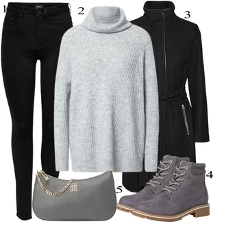 Outfits for chubby mit Črna/Temno modra Pajkice Pletena Pajkica/Pajkice z Razporkom/Neprosojna Pajkica/Usnjena Jakna/Oblikovana Pajkica/Tople Pajkice/Športna Pajkica/Podložena Pajkica/Baumwoll Pajkica Only "Zimski outfit"