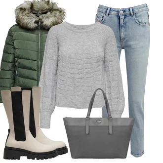 Outfity z džínu Pyžamové Léto s Šedá/Béžová/Hnědá/Tmavě šedá Shopper taška/Kancelářská Taška/Velká taška/Obchodní Taška Vuch "Módní outfit pro volný čas"