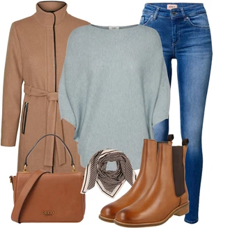 Duckfeet Outfit s Hnědá Kozačka Chelsea Boty/Jezdecká Bota About You "Módní zimní outfit"Look: Cool, Kovbojka, Duckfeet, Unisex, Western