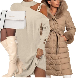 outfit mit Pastelne barve Škornj z visokimi petami/Škornj s Platformo/Škorenj z zadrgo "Obleka za jesen"