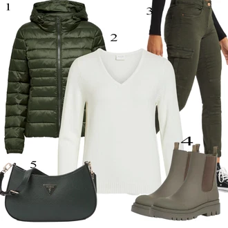 Black Outfits 3/4 rokavi mit Temno zelena/Khaki Only "poletna obleka"