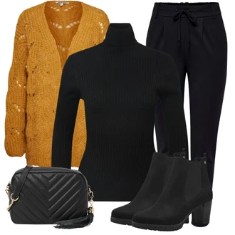Elastický Outfit s Černá Chelsea Boty/Kožená kotníková bota/Kožená bunda/Gumová Kotníková Bota/Letní kotníková kozačka/Kotníková Bota s Podšívkou Tamaris "Perfekt na podzim"