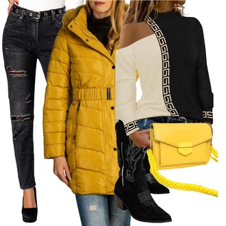Z zadrgo spredaj outfit mit Bež Škorenj z zadrgo/Škornj s Platformo/Škornj z visokimi petami "Obleka za jesen"