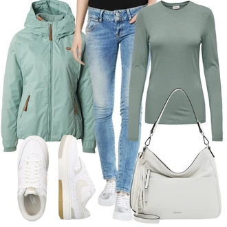 Outfit s Světle modrá/Zelená/Světle zelená/Tyrkysový/Mátově zelená Sněhová Bund/Lyžařská bunda/Turistická bunda/Outdoorové Bundy/Ripstop bunda/Udržitelná bunda/Snowboardová Bund/Zimní Bund/Trekingová bunda/Bunda s Kapucí/Jarní bunda Ragwear "Perfekt na podzim"