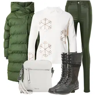 Layered Outfit s Zelená/Tmavě zelená Zimní Kabát/Přechodový Kabát/Parka/Dlouhý Péřový Kabát/Dlouhý Zimní Kabát/Péřový Kabát Noisy may "Perfekt na podzim"Look: Hip Hop, Layered, Mom, Venkovní, Nadrozměrné