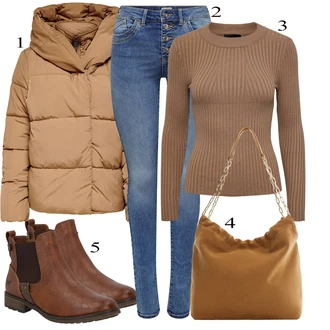 outfit mit Temno Modra/Svetlo Modra/Modra Kavbojka z Nizkim Pasom/Ozke Kavbojke/Kavbojke z Razporkom/Moška Usnjena Jakna/Zimska jakna/Kavbojka z Nizkim Pasom/Kavbojke na Poteg/Push up Kavbojke/Usnjene Čevlje/Kavbojke Visokega Pasu Only "Obleka za prosti čas"