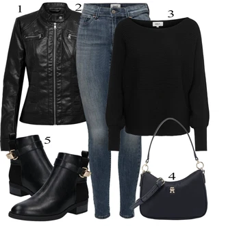 outfit mit Črna/Rdeča Jakna/Plašč Only "Zimski outfit"