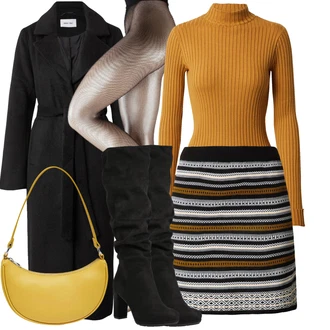 Transparentan Outfit sa Bež/Plava čarapa/mrežaste tajice Falke "Jesenski outfiti"