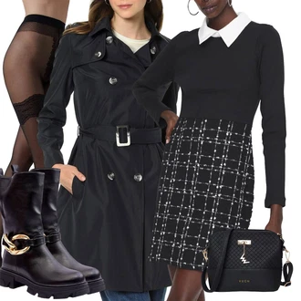 Elegantní Outfit s Bílá/Zelená/Černá/Hnědá Zimní Pletené Šaty/Tvidové šaty/Kancelářské šaty/Šaty s dlouhým rukávem/Dlouhé pletené šaty/Business Šaty Trendyol "Outfit na podzim"Look: Měkká dívka, GoGo, Elegantní, Příliš oblečený, Šik, Egirl, Lak, Business, Kancelář