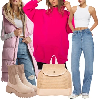 Outfit s Světle modrá/Hnědá/Modrá/Bílá Boyfriend Džínové kalhoty/Dad Džíny/Džíny Volného Střihu/Mom Jean/Kožená Pánská Bund/Kožená bunda/Formální Košile/Džíny Culottes Trendyol "Outfit na podzim"