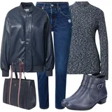 Modré Gumové Kotníkové Boty na Motorku Outfity image