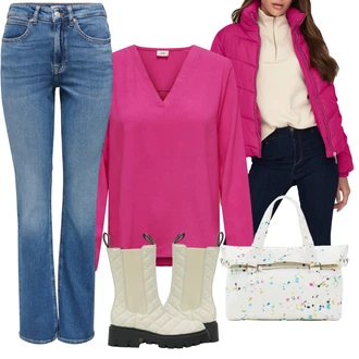 Puntíkatý Outfit s Bílá/Vícebarevný/Stříbrný/Fialová Taška Přes Rameno/Taška Na Svatbu/Plenková taška/Taška/Brašna/Shopper taška/Průhledná taška/Taška Na Rameno/Bagetová taška Desigual "Outfit na podzim"