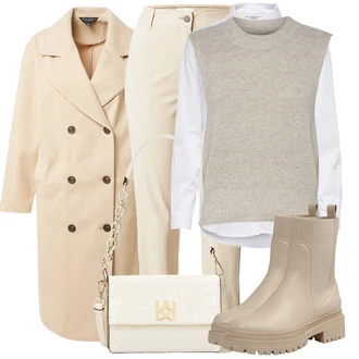Outfit s Hnědá/Khaki/Béžová/Oranžová Přechodový Kabát/Vintage Kabát/Vlněný Kabát/Lehký Kabát/Oversize Kabát/Trenčkot/Dlouhý Kabát/Zimní Kabát Vlněný kabát/Midi Kabát/Dlouhý kabát/Trenčkot/Kabát z Kabanosu/Kašmírový Kabát Dorothy Perkins "Outfit na podzim"