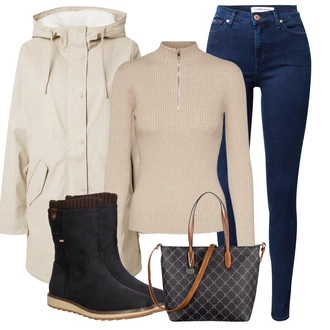 Zakrpe Outfit sa Tamnoplava/Plava Kožna Jakna/Kožne Cipele/Zimska jakna/High Waist Traperice/Traperice s Prorezom/Push-up Traperice/Termo Traperice "Jesenski outfiti"