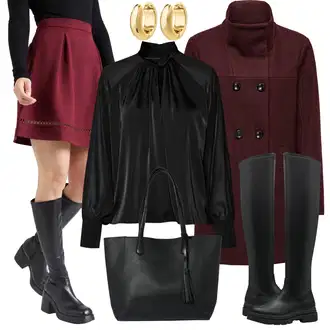 Rockový Koncert Outfit s Černá Kozačka nad Kolena/Dlouhá Kozačka/Plochá kozačka nad koleno/Kožená Kozačka nad Koleno/Jezdecká Bota/Kozačka po Kolena Tamaris "Outfit na podzim"Look: Nadrozměrné, Premium, Punk, Rockový, Unisex, S Mokrým Vzhledem, Bar, Karneval, Koncert, Škola