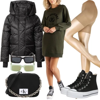 Chuck Taylor All Star Outfit s Černá Plátěná teniska/Zimní tenisky/Tenisky s Bočním Zipem/Skate Bota/Úzká teniska Converse "Outfit na podzim"