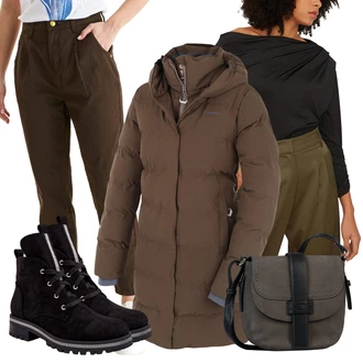 Motorkář Outfit s Černá Kozačka se zipem/Zimní kotníková bota/Kotníková Bota s Podšívkou/Šněrovací Kotníková Bota/Plochá Kotníková Bota/Bojová Bota/Klasická Kozačka ps1 "Outfit na podzim"