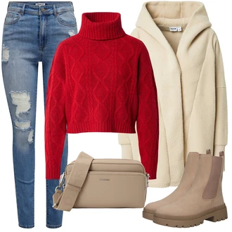 Italský Outfit s Hnědá/Béžová Chelsea Boty/Kožená bunda/Plochá Kotníková Bota About You "Outfit na podzim"Look: Italský, Venkovní, Chytrý příležitostný, Unisex