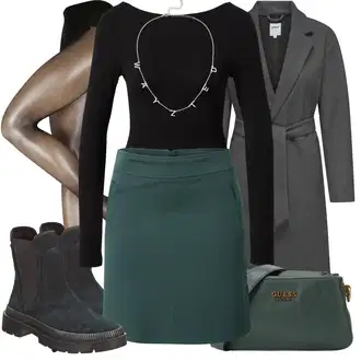 Outfit s Tmavě šedá/Šedá Zimní Kabát Vlněný kabát/Dlouhý kabát/Lodenový kabát/Frock Kabát/Dlouhý Kabát/Vlněný Kabát/Midi Kabát/Kašmírový Kabát Only "Outfit na podzim"