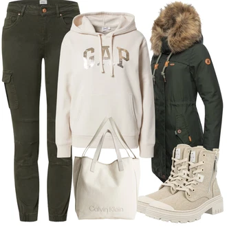 Outfit s Zelená/Tmavě Zelená Zimní Bund/Parka Přechodová Bund/Zimní Parka/Bundeswehr Parka Ragwear "Outfit na podzim"
