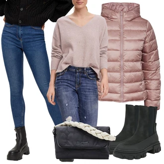 Outfity z džínu Pyžamové s Černá/Tmavě modrá/Bílá/Béžová/Tmavě šedá Taška Přes Rameno/Bagetová taška/Klasická Taška Přes Rameno/Pletená taška/Nafouknutá taška/Taška/Pánská taška/Malá Taška/Sportovní Taška Přes Rameno/Ledvinka Desigual "Outfit na podzim"