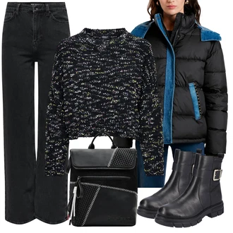 Motorka Outfit s Černá Kozačka Kožená kotníková bota/Chelsea Boty/Kožená bunda/Plochá Kotníková Bota/Gumová Kotníková Bota/Motorkářská Bota/Kotníková Bota s Podšívkou/Motorkářská bota Rieker "Outfit na podzim"Look: Na Procházku, Jízda na koni, Motorka