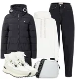 Outfity s "mom" džínami Bílá Zima pro ženy image