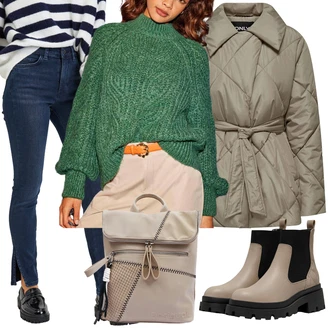 Outfity z džínu Zima s Tmavě modrá/Modrá/Bílá Guess "Outfit na podzim"
