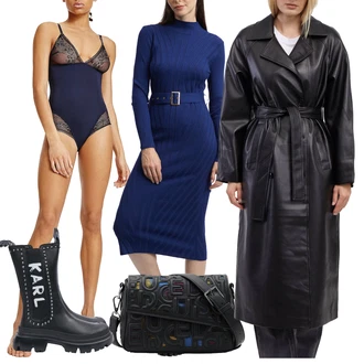 Pravá Kůže Outfit s Černá/Tyrkysový Klasická Kozačka/Gumová Kotníková Bota/Motorkářská bota/Kožená bunda/Motorkářská Bota/Holínky/Kozačka se zipem/Chelsea Boty/Ovčí Kožešinová Bota karl lagerfeld "Outfit na podzim"