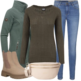 Italský Outfit s Hnědá/Béžová Chelsea Boty/Kožená bunda/Plochá Kotníková Bota About You "Outfit na podzim"Look: Italský, Venkovní, Chytrý příležitostný, Unisex