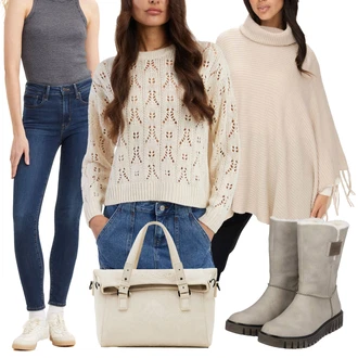 Outfity na podzim Trendový s Šedá Rieker "Outfit na podzim"Look: Safari, Pohodlný, Trendový, Nadrozměrné, Premium