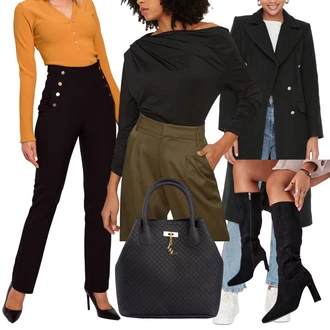 Fancy Od 50 let Outfit s Černá/Tmavě modrá/Červená Pletená taška/Pánská taška/Shopper taška/Velká taška/Obchodní Taška/Kancelářská Taška/Taška/Taška Na Rameno Vuch "Outfit na podzim"Look: Šik, Elegantní, Fancy, Glamourové