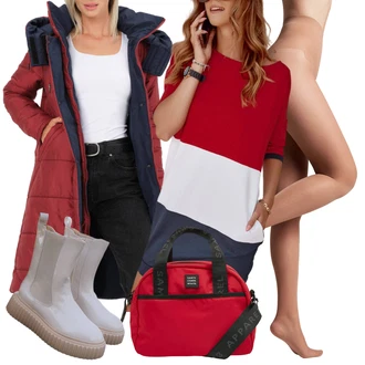 Krátká Outfit s Červená/Tmavě červená Tunikové šaty/Sportovní Šaty/Pouzdrové Šaty/Kancelářské šaty/Pletené Šaty/Žerzejové Šaty/Ležérní Šaty/Business Šaty/Halenkové Šaty/Šaty s 3/4 Rukávem fasardi "Outfit na podzim"