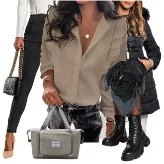 Outfit sa Zeleno Bluza s Volanima "Outfit za zimu"