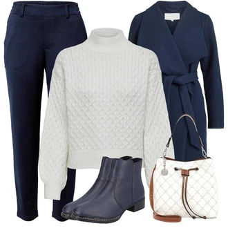 Outfit sa Siva/Bijela/Krem Džemper s rol ovratnikom/Pleteni džemper/Carmen Džemper/Pulover s Rol Ovratnikom/Kašmir Džemper/Zimski Džemper/Norveški Pulover/Vuneni Džemper/Pleteni Džemper/Nicky pulover/Basic Džemper Only "Outfit za zimu"