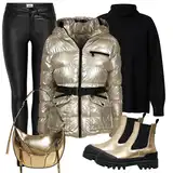 Gumové kotníkové boty s kovovým vzhledem   outfity image
