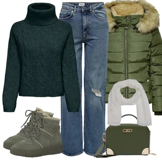 Outfit s Zelená/Tmavě zelená Taška Přes Rameno/Taška/Klasická Taška Přes Rameno/Vojenská Taška/Malá Taška/Kancelářská Taška/Brašna/Sportovní Taška Přes Rameno michael kors "Outfity na zimu"